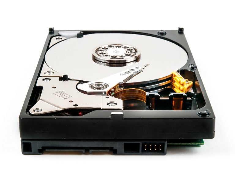 external hard drive not working - open drive showing internal components